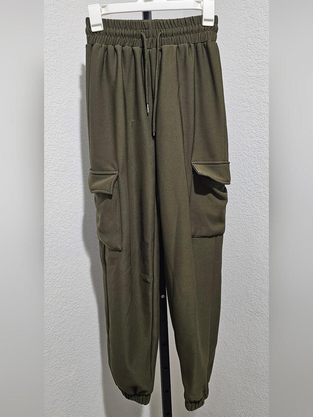 Olive Cargo Jogger Pants with Drawstring Waist